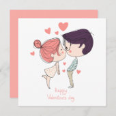 かわいい漫画カップル幸せなバレンタインデー シーズンカード (正面/裏面)