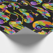 かわいい漫画カメレオン明るい色、黒 ラッピングペーパー (角)