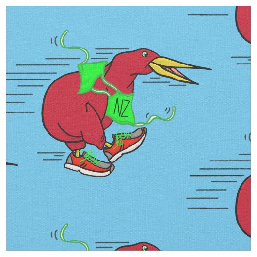 かわいい漫画キウイランニングの靴 ファブリック (クローズアップ)