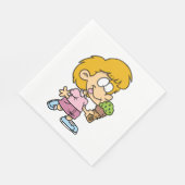 かわいい漫画キッド食べズのアイスクリームコーン スタンダードランチョンナプキン (角)