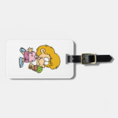 かわいい漫画キッド食べズのアイスクリームコーン ラゲッジタグ (正面横)