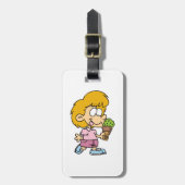 かわいい漫画キッド食べズのアイスクリームコーン ラゲッジタグ (正面縦)