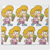 かわいい漫画キッド食べズのアイスクリームコーン ラッピングペーパー (フラット)