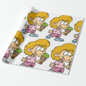 かわいい漫画キッド食べズのアイスクリームコーン ラッピングペーパー (アンロールド)