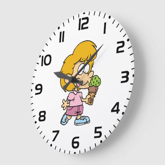 かわいい漫画キッド食べズのアイスクリームコーン ラージ壁時計 (傾斜)