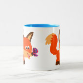 かわいい漫画キツネとバタフライマグ ツートーンマグカップ (中央)