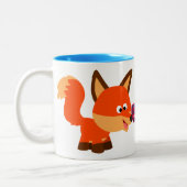 かわいい漫画キツネとバタフライマグ ツートーンマグカップ (左)