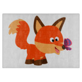 かわいい漫画キツネと蝶の切り板 カッティングボード (正面)