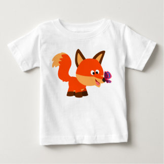 かわいい漫画キツネと蝶ベビーTシャツ ベビーTシャツ