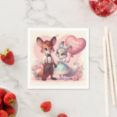 かわいい漫画キツネのバレンタインデー スタンダードカクテルナプキン (インサイチュ)