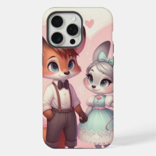 かわいい漫画キツネのバレンタインデー iPhone 15 PRO MAXケース