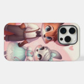 かわいい漫画キツネのバレンタインデー iPhoneケース (裏面横)