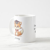 かわいい漫画キツネパーソナライズされた卒業 コーヒーマグカップ (正面左)