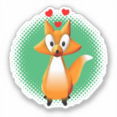 かわいい漫画キツネ動物 シール (正面)