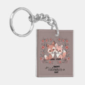 かわいい漫画キツネ愛好家ハートバレンタインデー キーホルダー (正面左)