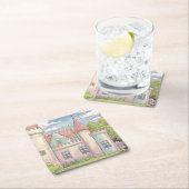 かわいい漫画キャッスルコースターセット スクエアペーパーコースター (インサイチュ)