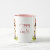 かわいい漫画キャットハギングイースターエッグマグ マグカップ (中央)