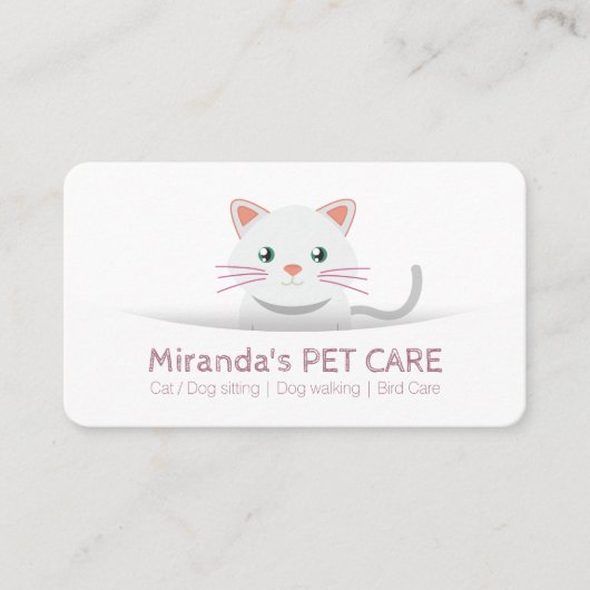 かわいい漫画キャットペットケアペットグルーミングアポイントメント 予約カード (正面)