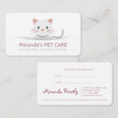 かわいい漫画キャットペットケアペットグルーミングアポイントメント 予約カード (正面/裏面)