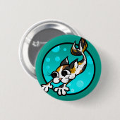 かわいい漫画キャットマーメイドラウンドピンバックボタン 缶バッジ (正面&裏面)