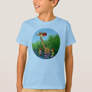 かわいい漫画キリンとアヒルの子供Tシャツ Tシャツ