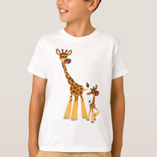 かわいい漫画キリンと子牛のTシャツ Tシャツ