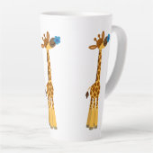 かわいい漫画キリンと花のラテマグカップ カフェラテマグ (右アングル)