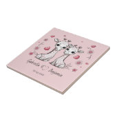 かわいい漫画キリン愛好家ハートバレンタインデー タイル (側面)