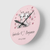 かわいい漫画キリン愛好家ハートバレンタインデー ラウンド壁時計 (傾斜)