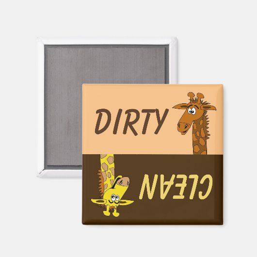 かわいい漫画キリン汚れたクリーン食洗機磁石 マグネット (正面/裏面)