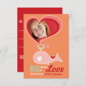 かわいい漫画クジラ教室バレンタインの写真カード 招待状 (正面/裏面)