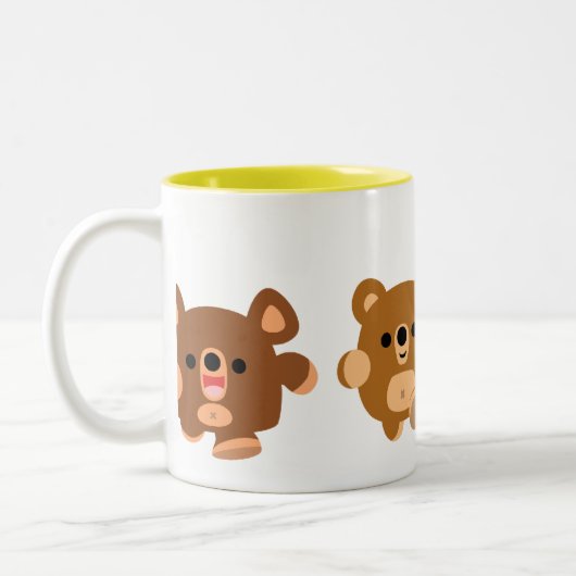 かわいい漫画クマ4マグカップ ツートーンマグカップ (左)