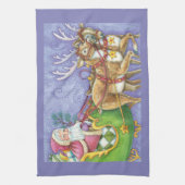 かわいい漫画クリスマスサンタクロースススリートインディア キッチンタオル (縦)