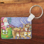 かわいい漫画クリスマスサンタクロースススリートインディア キーホルダー (正面)