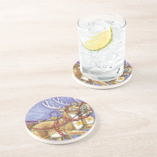 かわいい漫画クリスマスサンタクロースススリートインディア コースター (側面)