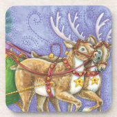 かわいい漫画クリスマスサンタクロースススリートインディア コースター (正面)
