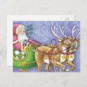 かわいい漫画クリスマスサンタクロースススリートインディア シーズンポストカード (正面/裏面)