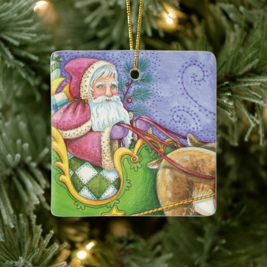 かわいい漫画クリスマスサンタクロースススリートインディア セラミックオーナメント (ツリー)
