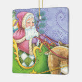 かわいい漫画クリスマスサンタクロースススリートインディア セラミックオーナメント (左)