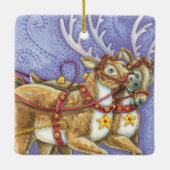 かわいい漫画クリスマスサンタクロースススリートインディア セラミックオーナメント (裏面)