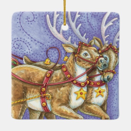 かわいい漫画クリスマスサンタクロースススリートインディア セラミックオーナメント (裏面)