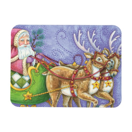 かわいい漫画クリスマスサンタクロースススリートインディア マグネット (横)