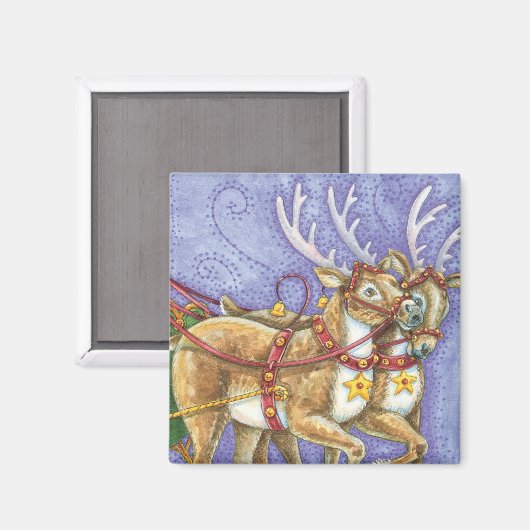 かわいい漫画クリスマスサンタクロースススリートインディア マグネット (正面/裏面)