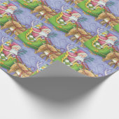 かわいい漫画クリスマスサンタクロースススリートインディア ラッピングペーパー (角)