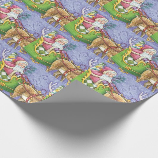 かわいい漫画クリスマスサンタクロースススリートインディア ラッピングペーパー (角)