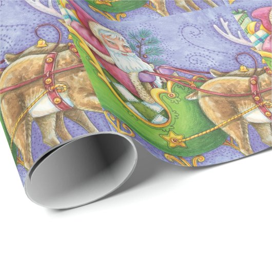 かわいい漫画クリスマスサンタクロースススリートインディア ラッピングペーパー (ロールコーナー)