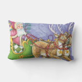 かわいい漫画クリスマスサンタクロースススリートインディア ランバークッション (裏面)