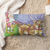 かわいい漫画クリスマスサンタクロースススリートインディア ランバークッション (ブランケット)