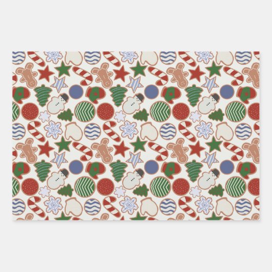 かわいい漫画クリスマスシュガークッキー ラッピングペーパーシート (正面)