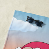 かわいい漫画クリスマスフラミンゴのビーチ ビーチタオル (インサイチュ)